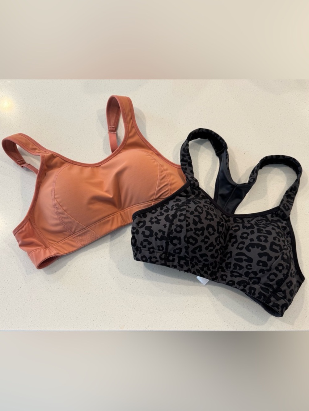 Women's High-Impact Sports Bra Bundle - Coral & Black Leopard